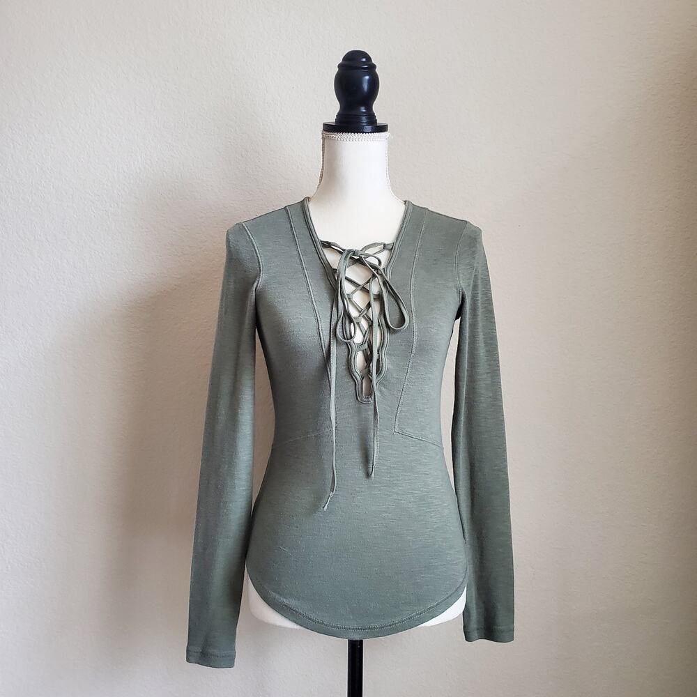 Free People Green Lucky Top XS